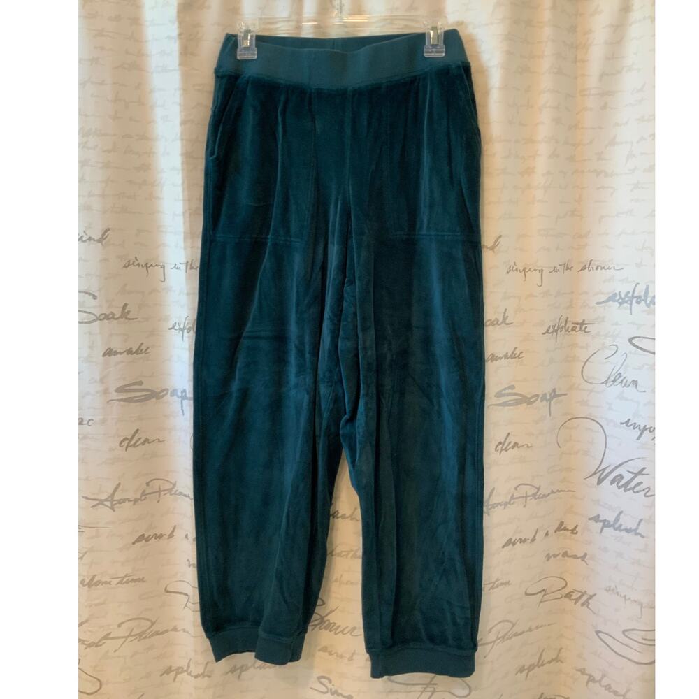 Pact Organic Cotton Velour Jogger Pants Teal Green Medium M